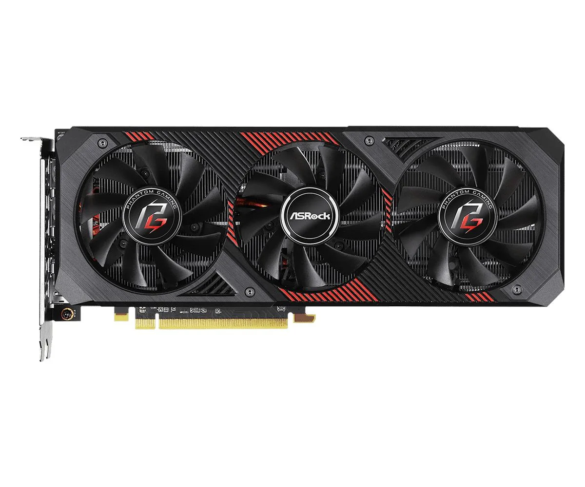 ASRock Radeon RX 5600 XT Phantom Gaming graphics card with triple fans and 2.7-slot metal shroud