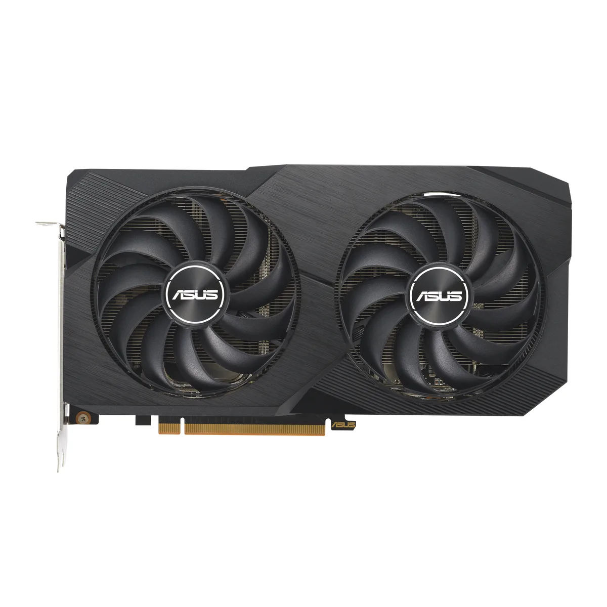 ASUS Dual Radeon RX 6600 graphics card with two axial-tech fans and protective backplate