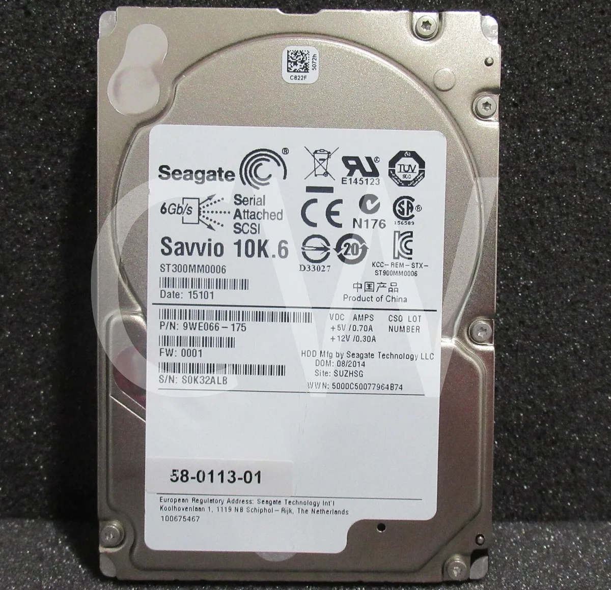 Silver 2.5 inch SAS hard drive with circuit board visible
