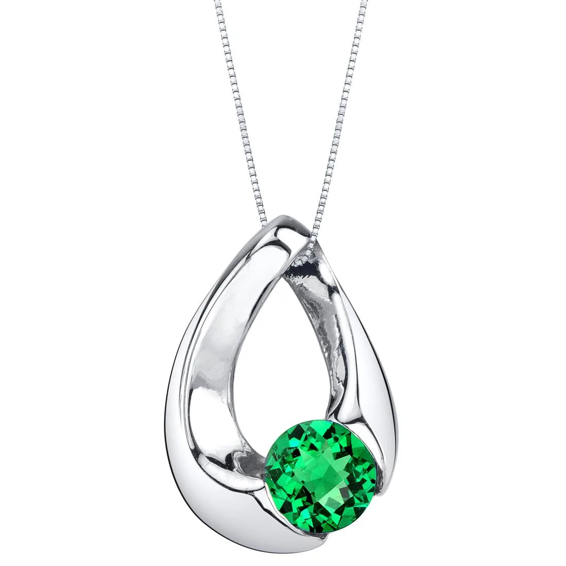 Oravo Oravo Sterling Silver Simulated Emerald Pendant Necklace 18" .75 ct .925 — foto do produto
