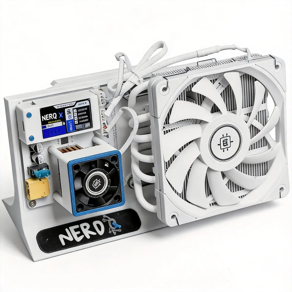 Compact black box miner with three fans and four chips