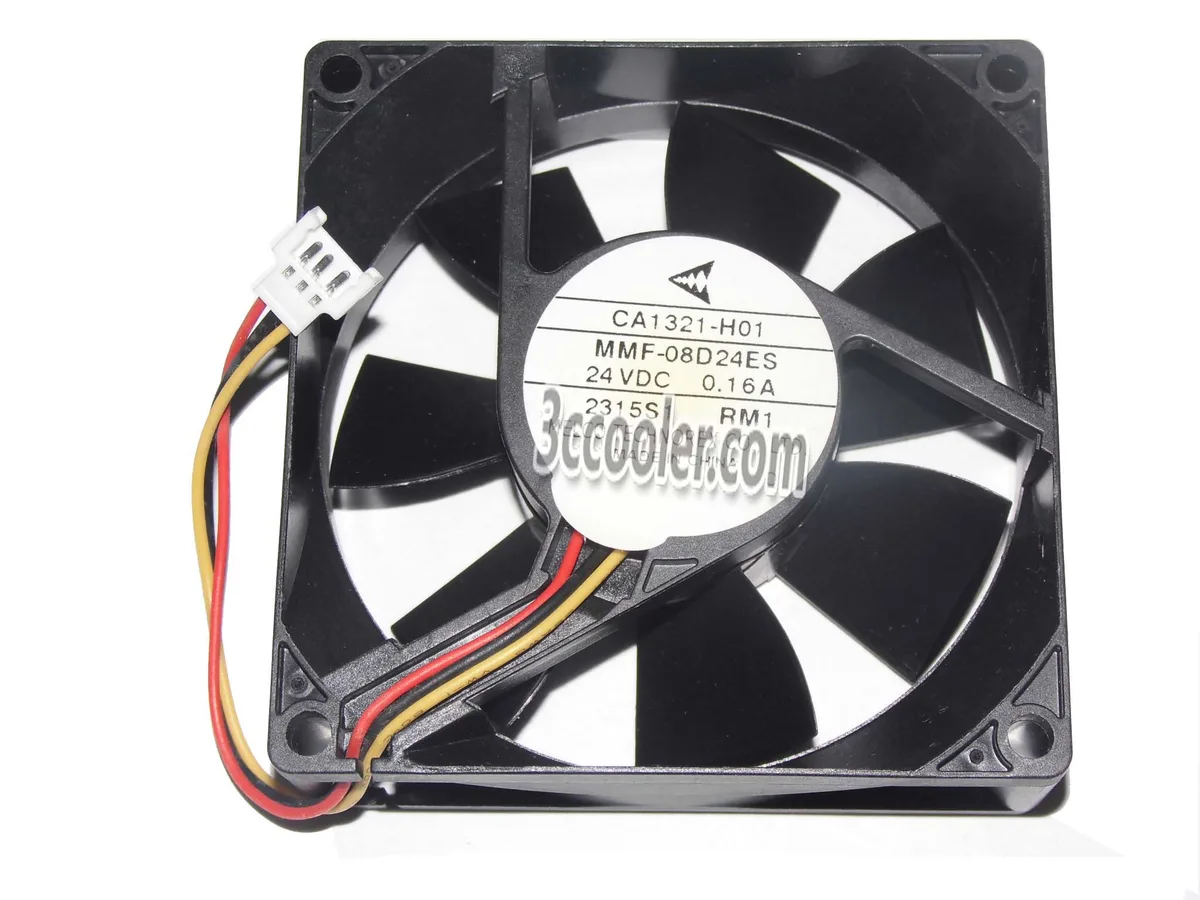 Black square 80 by 25 mm fan with three-pin connector