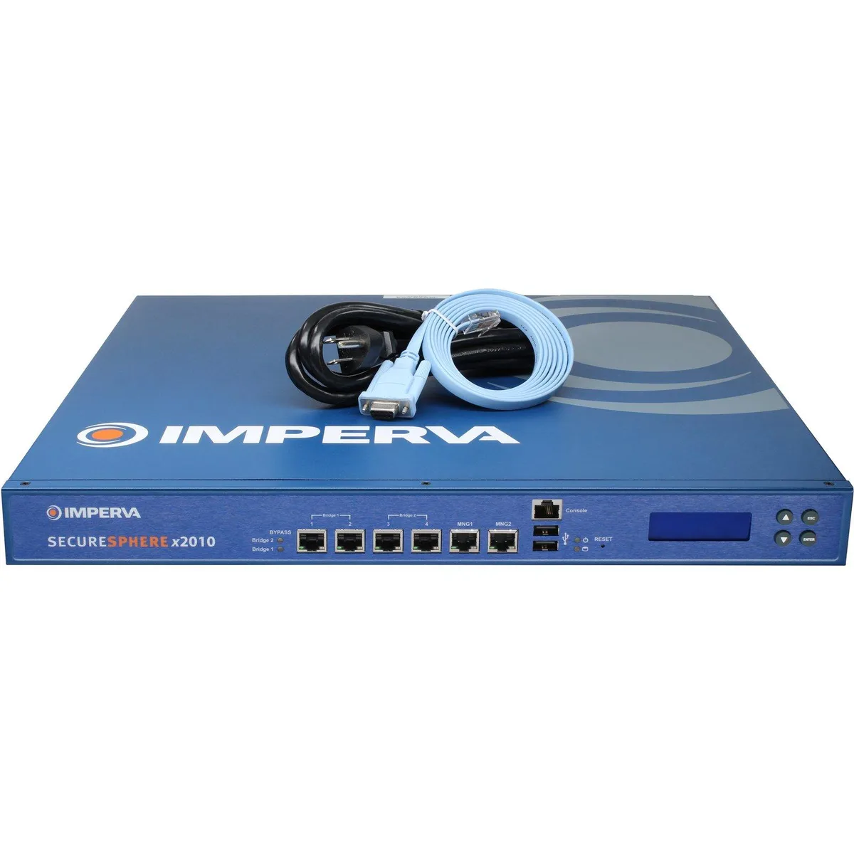 Silver 1U rack server front panel with four Ethernet ports