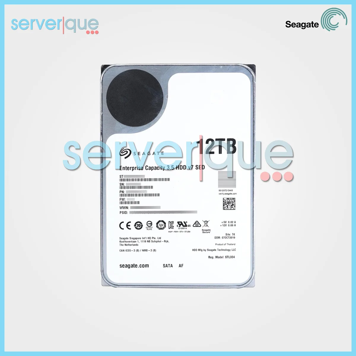 Silver 3.5 inch internal hard drive with SATA connectors
