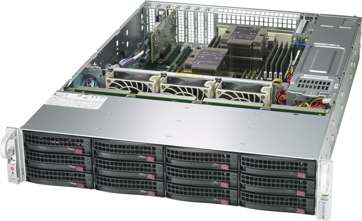 Supermicro Supermicro CSE-826BE1C4-R1K23LP 2U server chassis 12×3.5″ hot-swap 4×2.5″ NVMe redundant 1200W Titanium — zdjęcie produktu