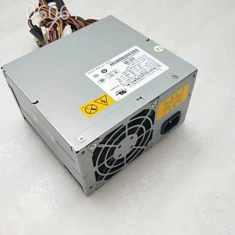 Rectangular silver ATX power supply unit with ventilation grille and label showing 350W