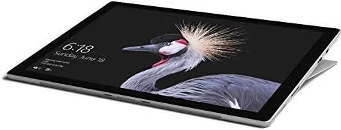 Silver Microsoft Surface Pro 1796 tablet with 12.3 inch PixelSense display and detachable keyboard
