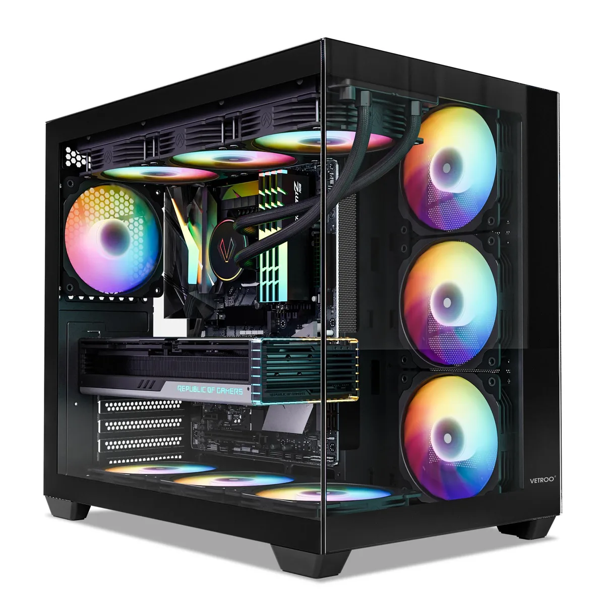 Vetroo Vetroo AL900 ATX Mid Tower 270° Glass Black — Produktfoto