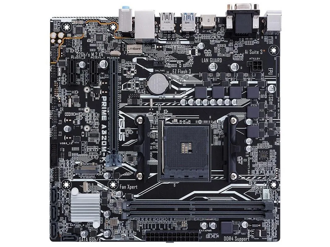 ASUS ASUS PRIME A320M-K AMD A320 DDR4 32GB Micro ATX Motherboard — photo du produit