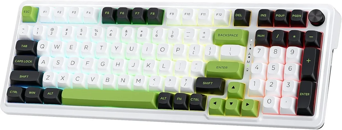 Redragon K686 PRO 98-key gasket RGB gaming keyboard, compact layout, PBT keycaps, dedicated knob, mint linear switches