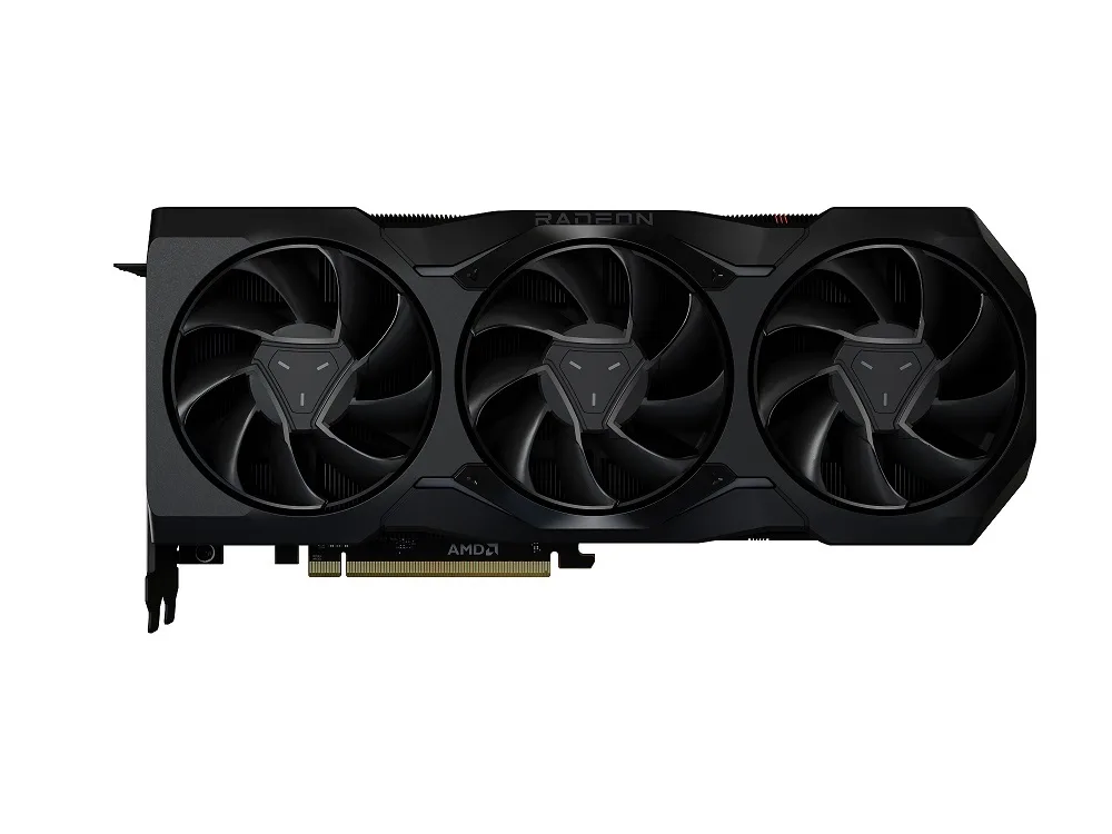 ASRock Radeon RX 7900 XTX graphics card with triple fan cooler and metal backplate