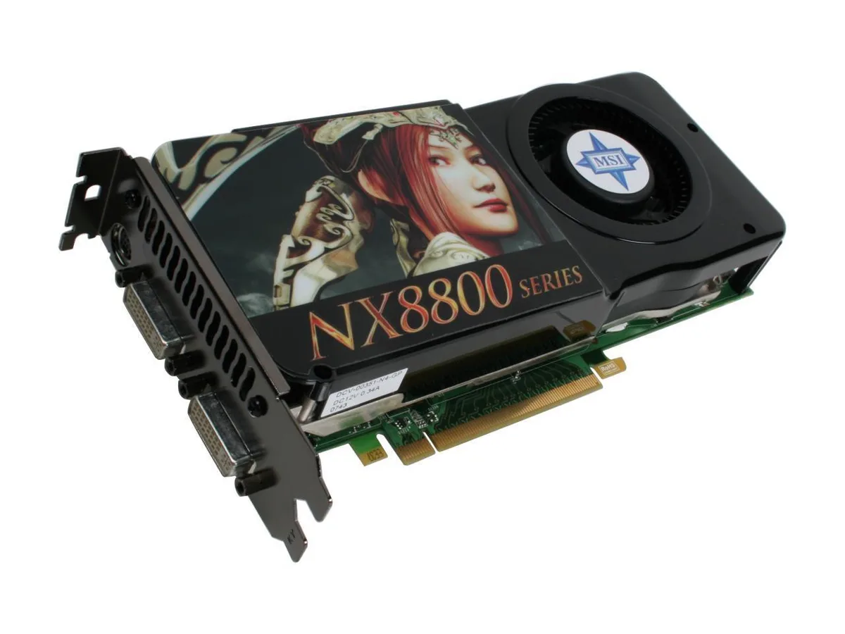 MSI GeForce 8800GTS graphics card with dual DVI ports and metal bracket