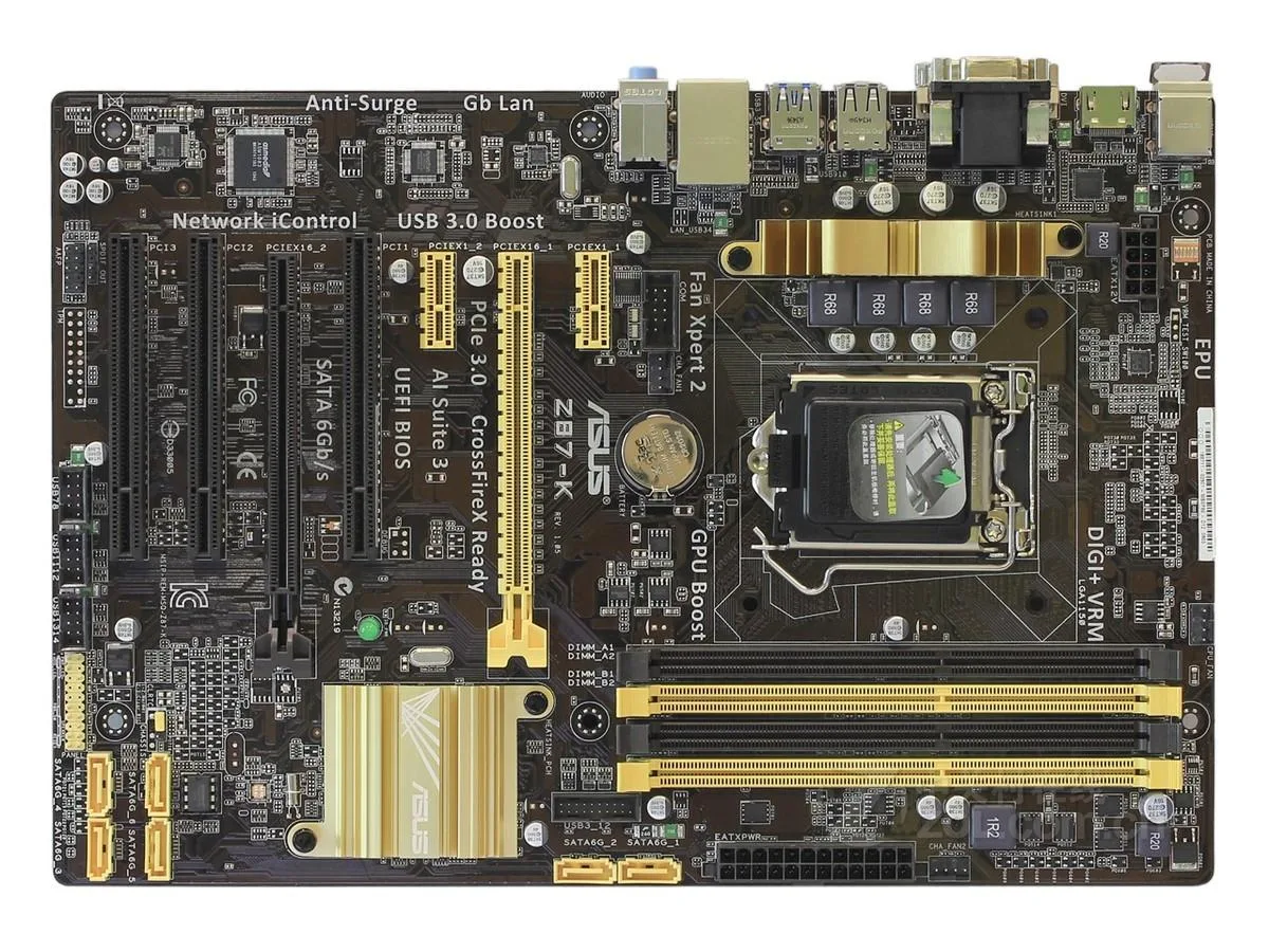 ASUS Z87-K ATX motherboard with LGA 1150 socket and DDR3 slots