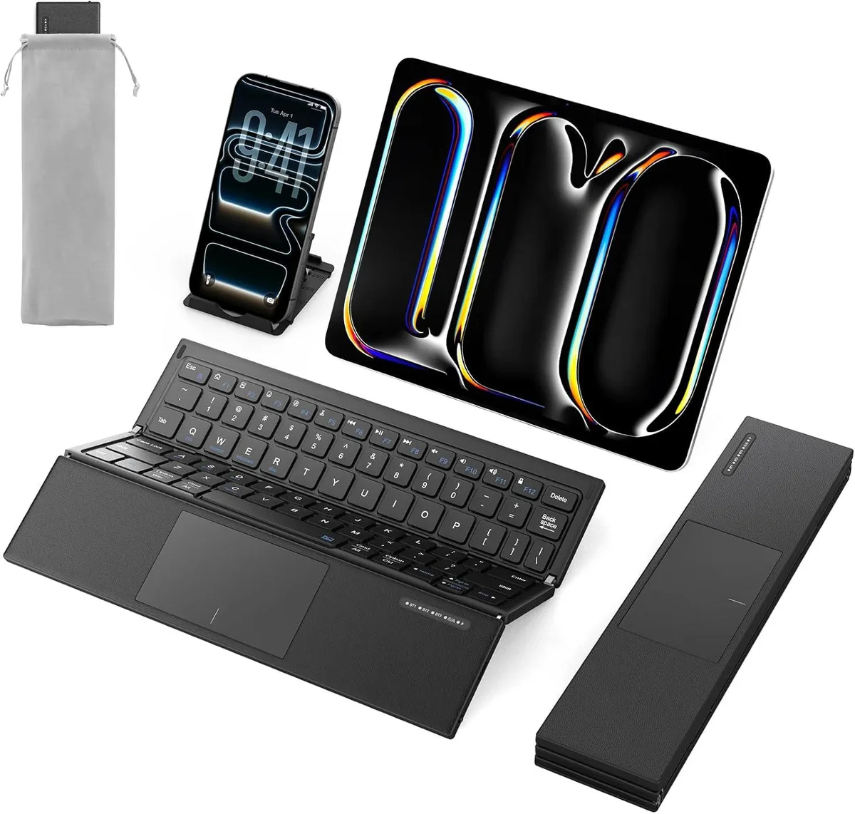 TUKO TUKO Tri-Fold Bluetooth Keyboard with Touchpad, 0.27" thin, 2026 — fotografija proizvoda