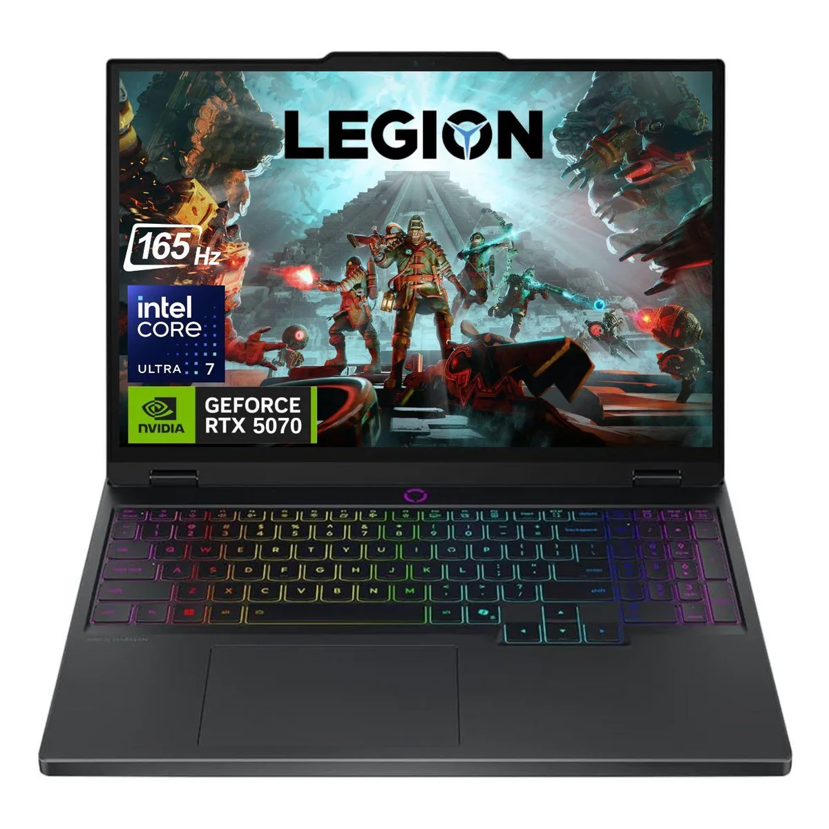 Black Lenovo Legion 5 laptop with 15.1 inch OLED screen and RGB keyboard