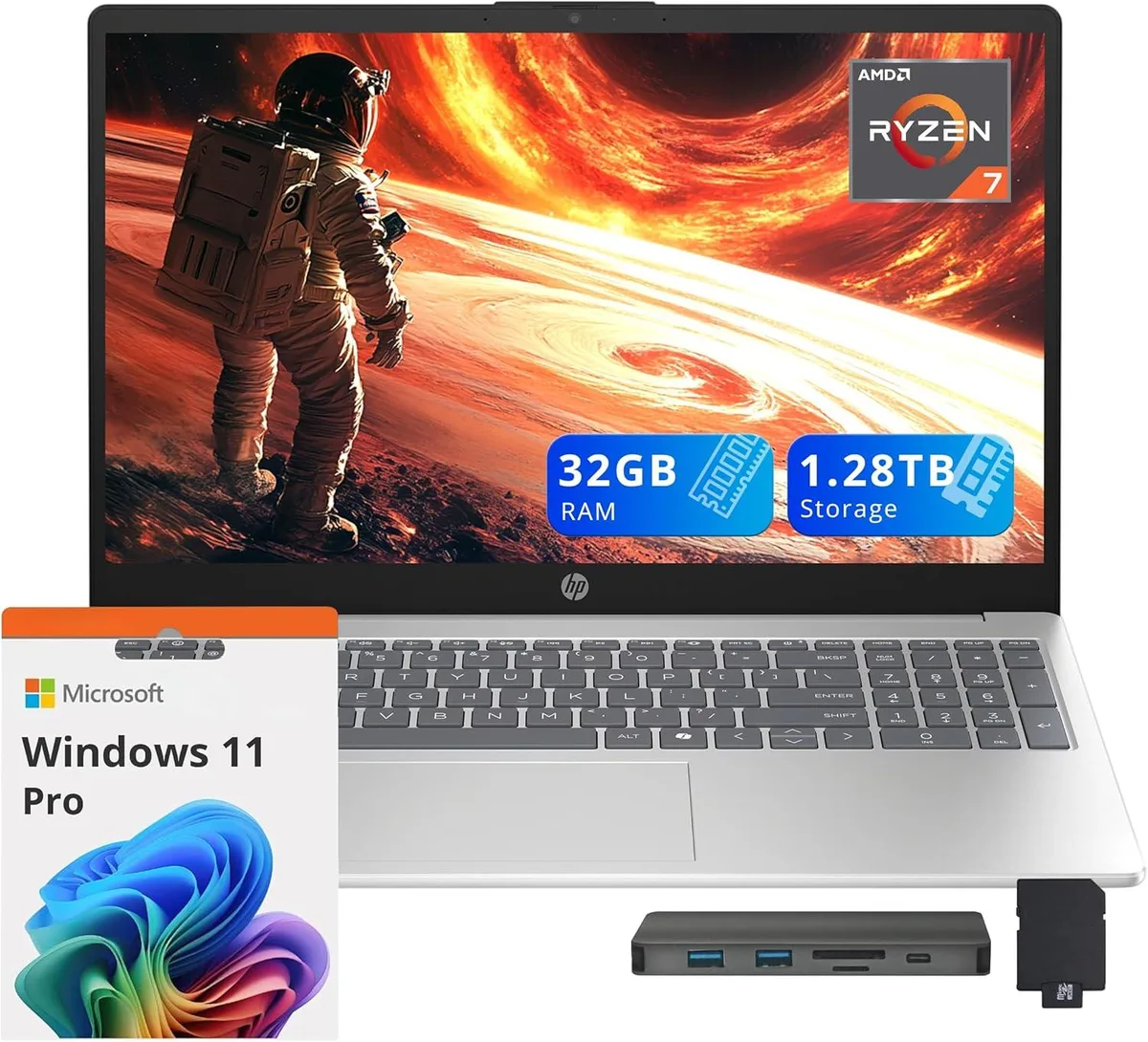 HP HP 15.6" FHD Business Laptop Ryzen 7 5825U 32GB 1.28TB Silver — 商品写真