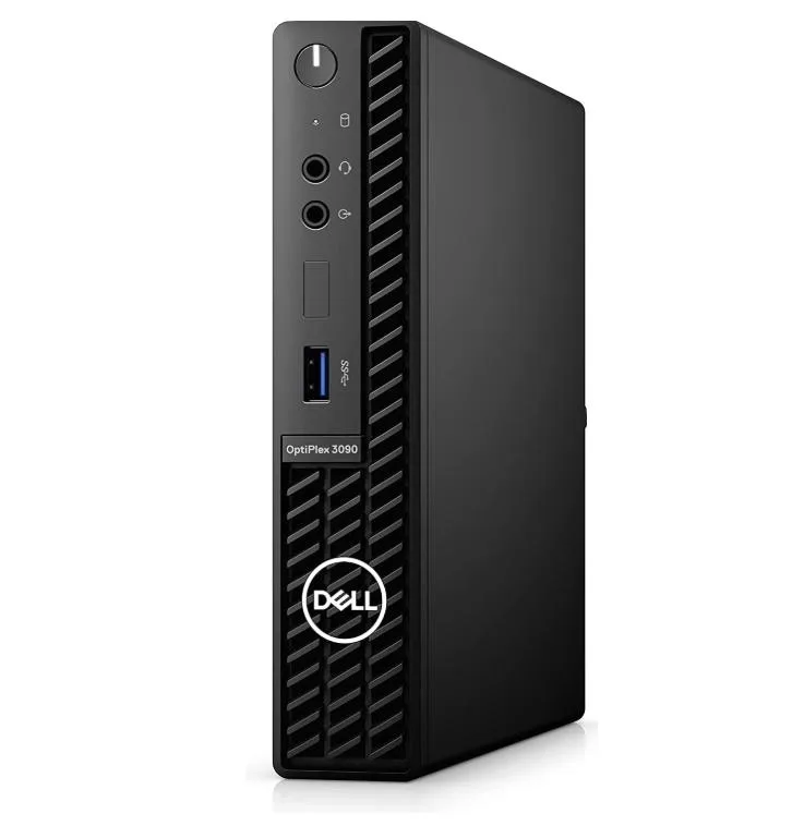 Small black desktop tower, micro form factor, matte finish