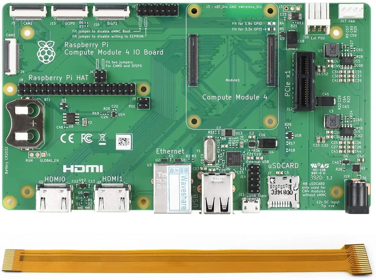 WaveShare WaveShare Compute Module 4 IO Board Pack with RPi Zero V1.3 Camera Cable 15 CM (No WiFi) — product photo