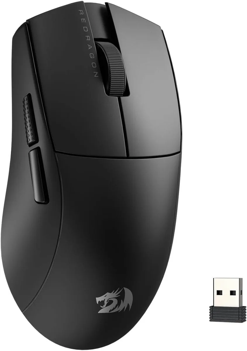 Redragon M916 wireless gaming mouse, matte black, honeycomb shell, ultra-light 49g design