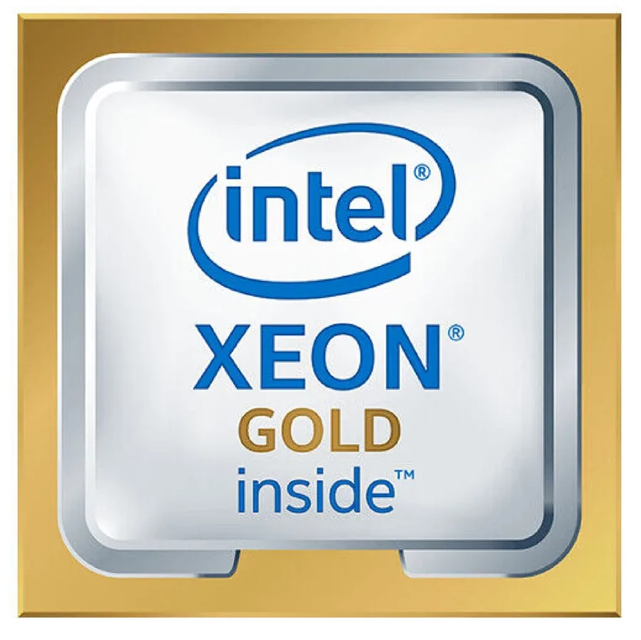 Intel Xeon Gold 6526Y processor in green PCB with gold contacts and silver heat spreader