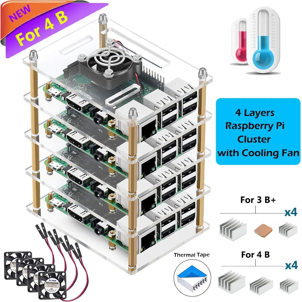 Werleo Werleo 4-Layer Raspberry Pi Cluster Case with Fans &amp; Heatsinks — foto produk