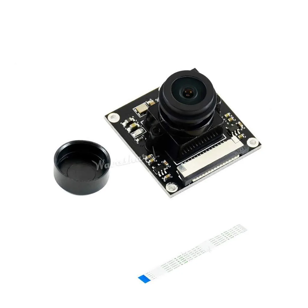 Small square camera board 32mm across with wide lens and four mounting holes