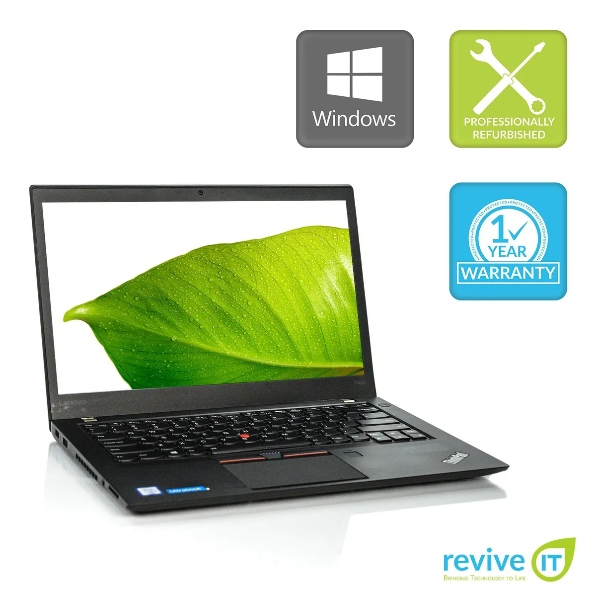 Black Lenovo ThinkPad T460s laptop with 14 inch FHD display