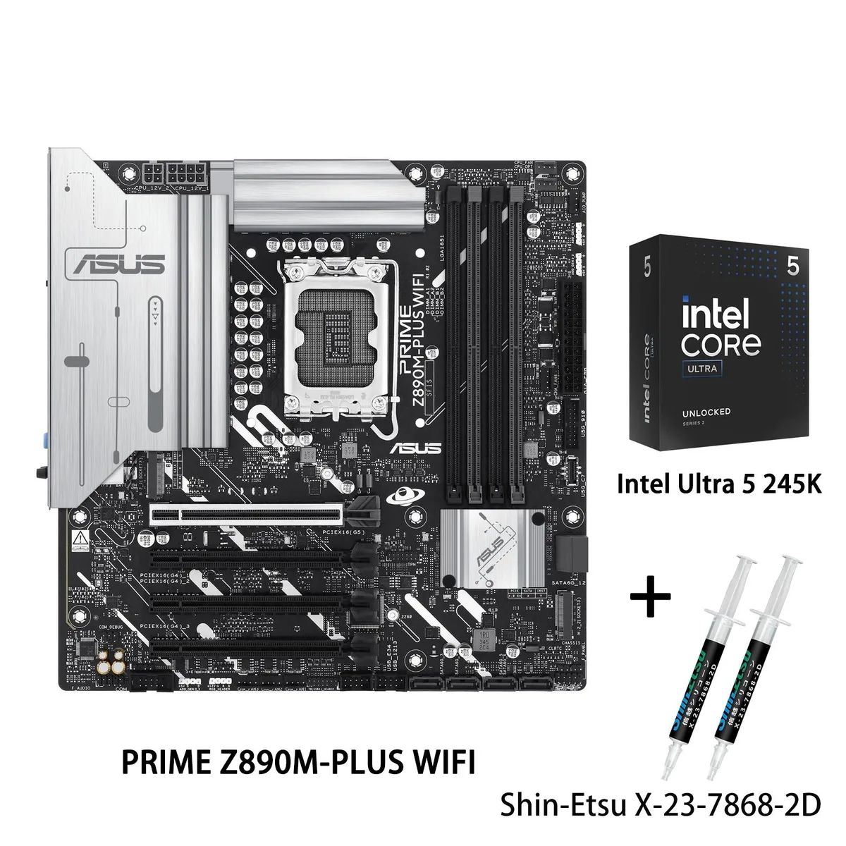 ASUS ASUS PRIME Z890M-PLUS WIFI + Core Ultra 5 245K Intel motherboard — product photo