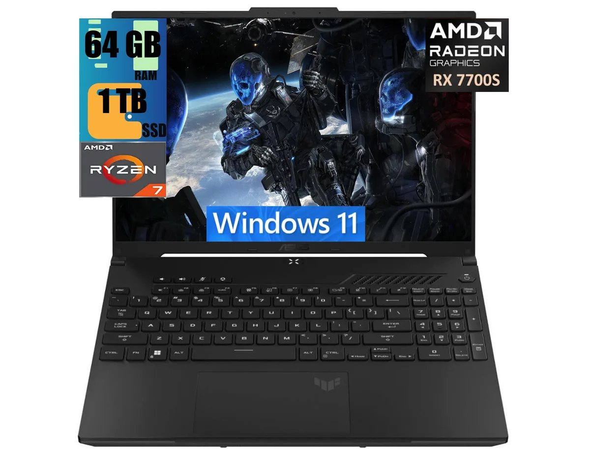 Gray gaming laptop with 16 inch display and backlit keyboard