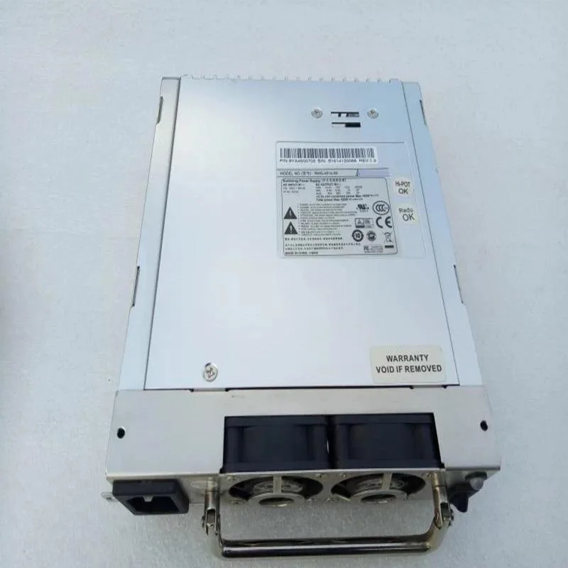 Rectangular ATX power supply unit with matte black metal casing and visible cooling fan grille