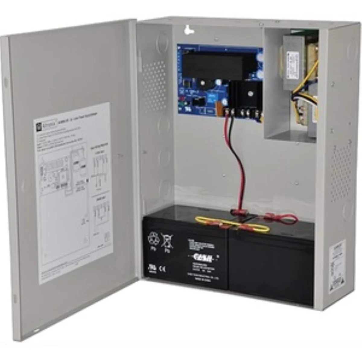 Steel power supply enclosure, gray finish, 15.5 by 12 by 4.5 inches