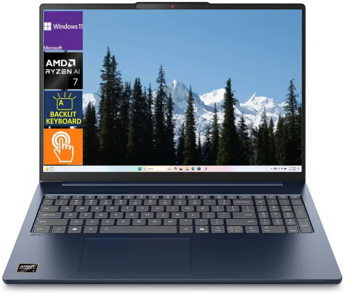 Cosmic Blue 16 inch touchscreen laptop closed, slim matte finish