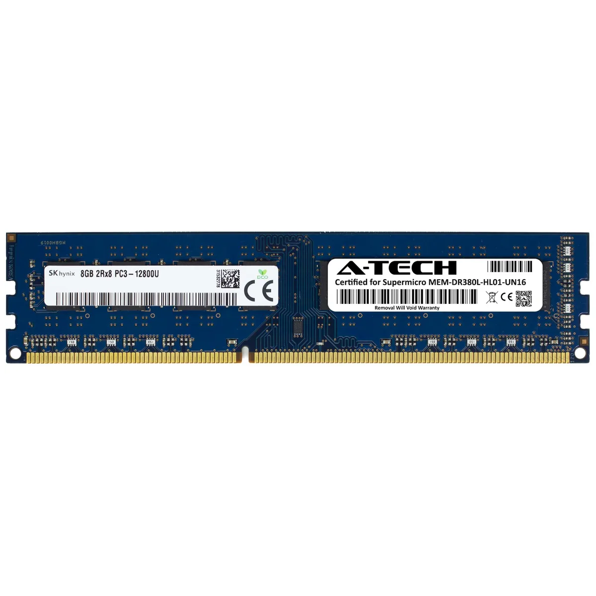 Green 240-pin DDR3 DIMM with black chips, no heat spreader