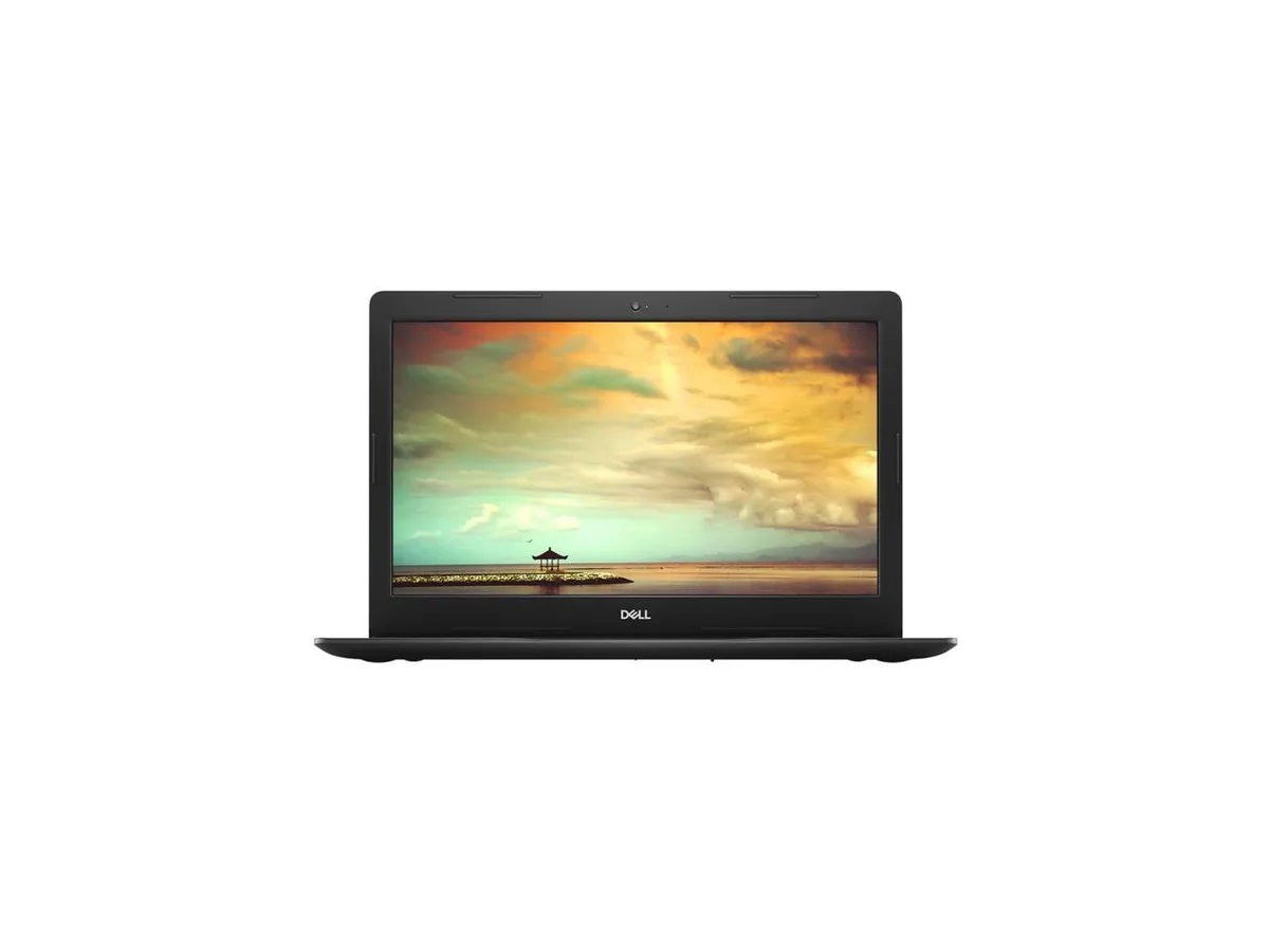 Silver Dell Inspiron 3593 laptop, 15.6 inch screen, thin bezels, full size keyboard