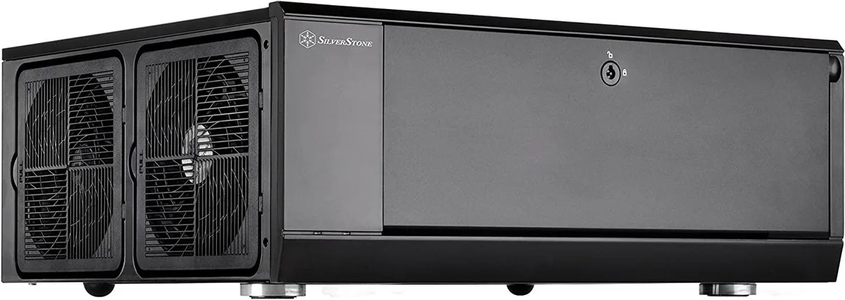 Silverstone GD10 362mm rack server chassis, lockable front panel, silver finish