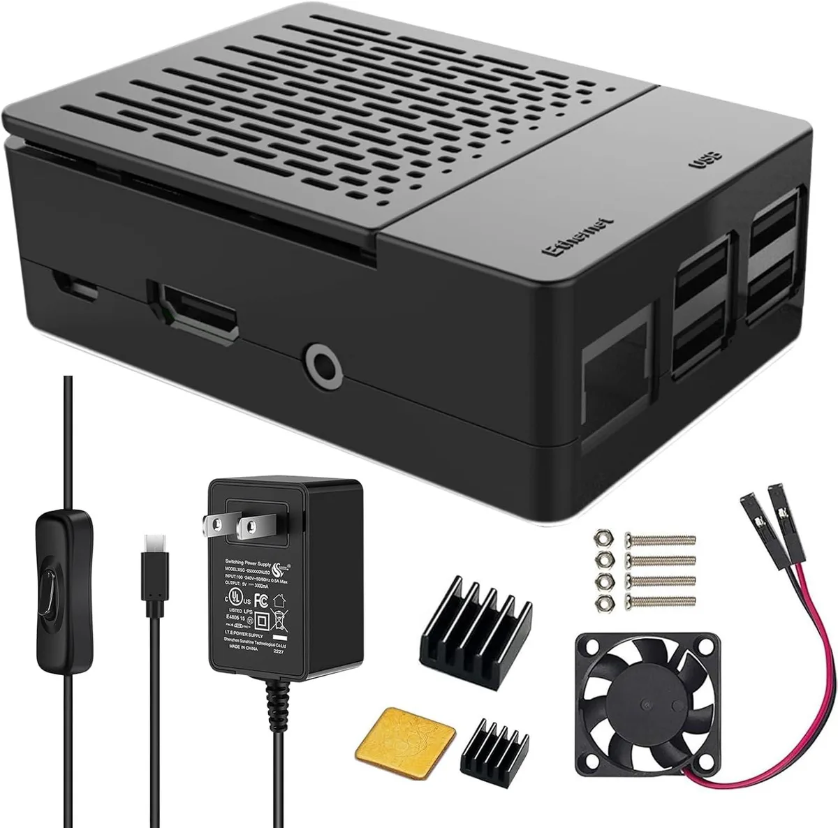 MCDODO MCDODO Raspberry Pi 3 Case Kit with 3010 Fan Heatsinks Power Supply — 商品照片