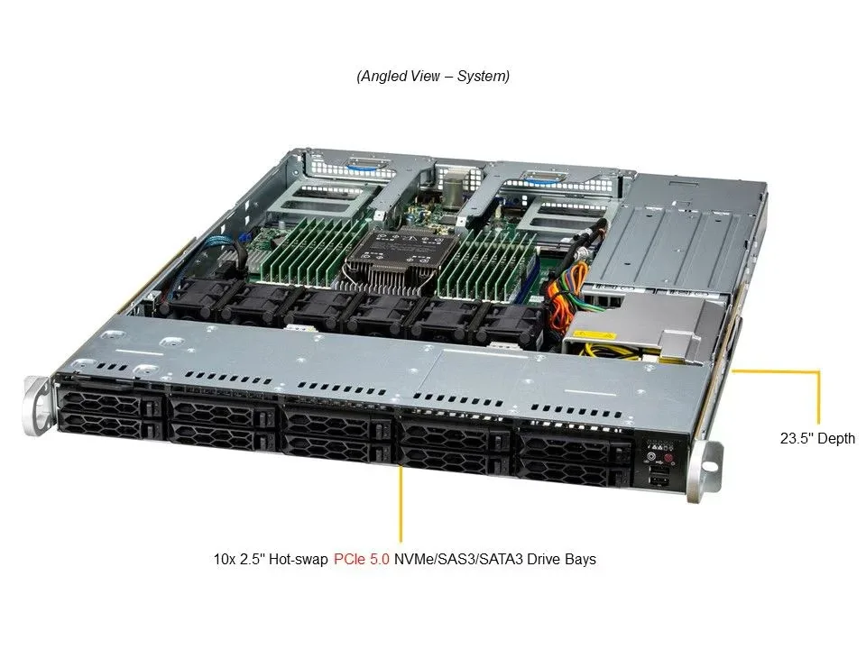 Supermicro Supermicro SYS-111C-NR-G1 rack server Xeon Silver 4510 12C 128GB DDR5 2x960GB NVMe 10GbE 2x860W — fotografia produktu