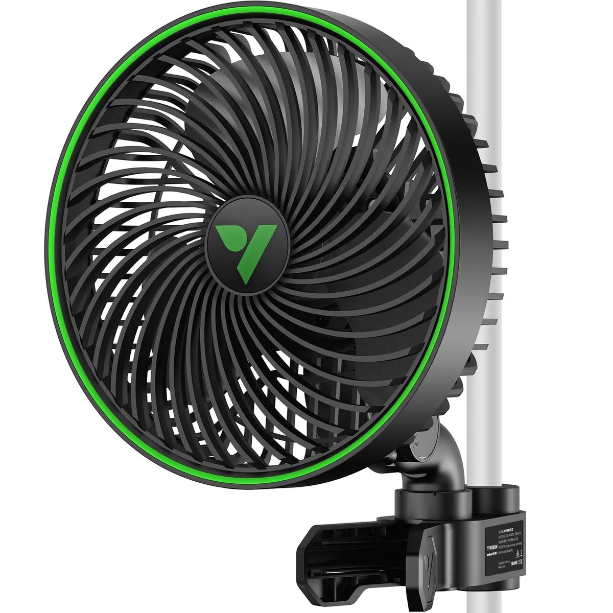  VIVOSUN VSF-AWE6 AeroWave E6 Gen2 Clip Fan 320 CFM IP54 33 dB 12 V Black — product photo