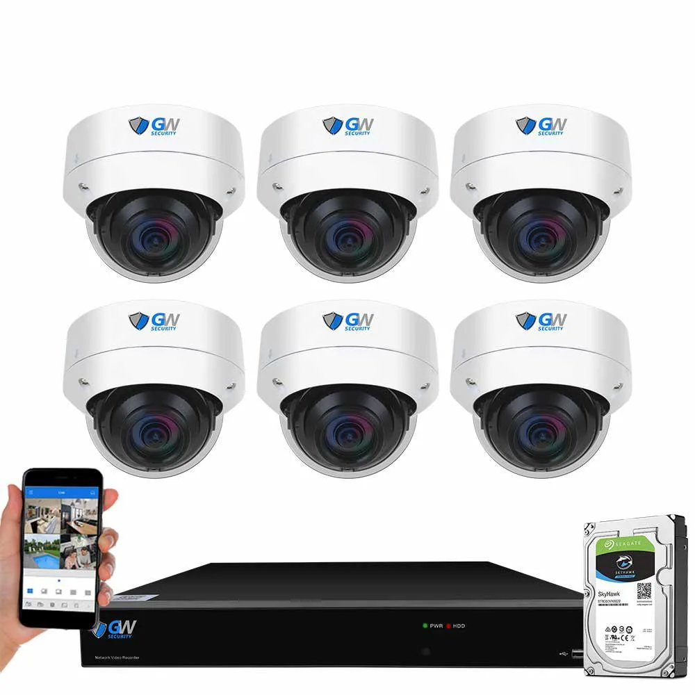 GW Security Inc. GW Security Plug N Play GW5508NPN 8 Channel 4K NVR Kit with 6 x 8MP Dome Cameras 2TB HDD — product photo