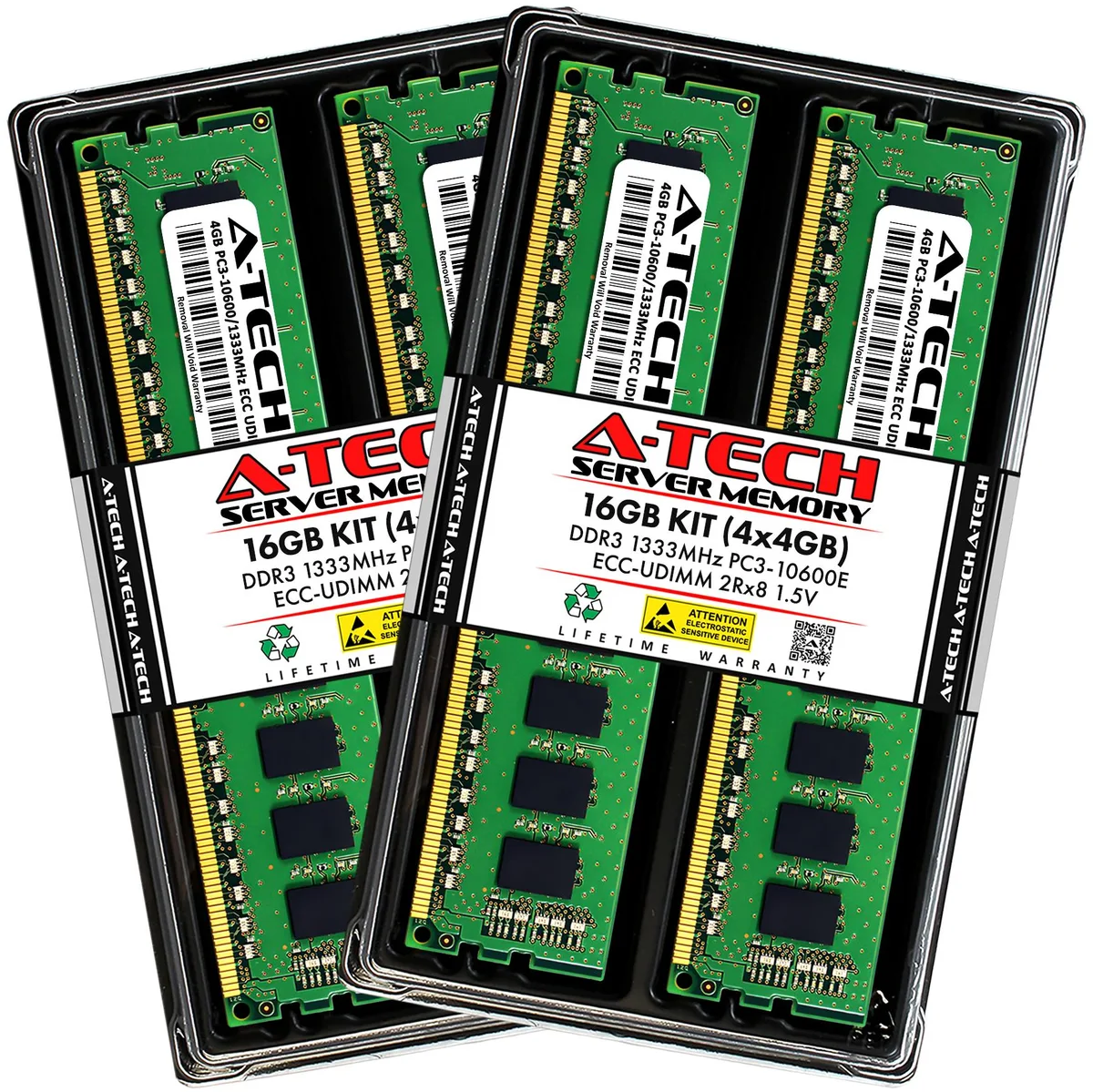 A-Tech A-Tech 16GB (4x4GB) DDR3 1333 ECC UDIMM 2Rx8 1.5V server RAM — product photo