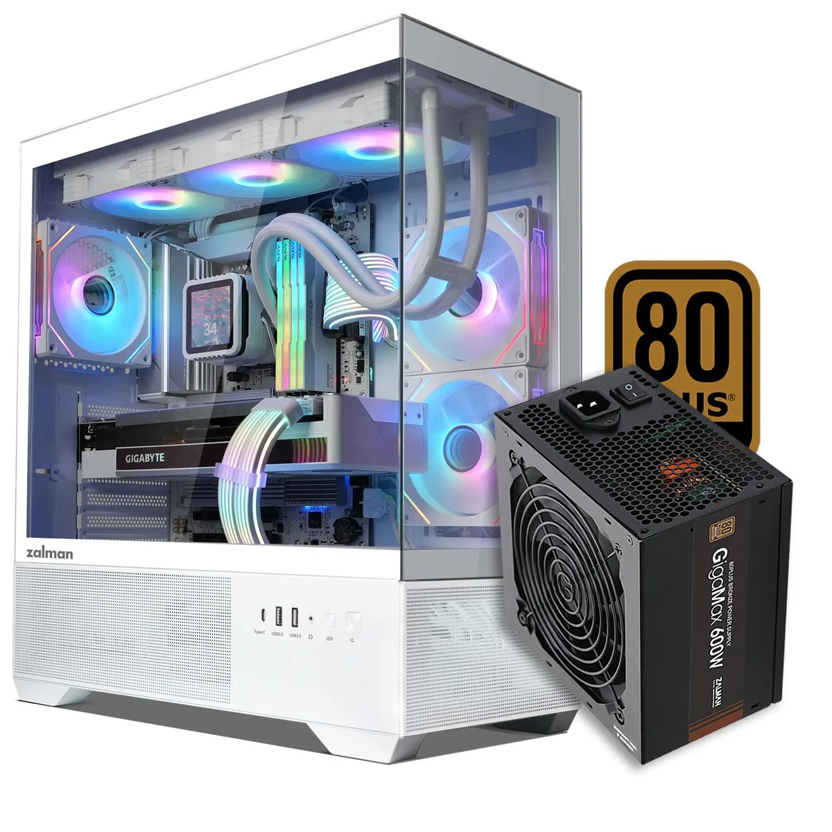 Zalman Zalman Chronix ATX PC Case White 3×120mm ARGB 600W 80+ Bronze — photo du produit