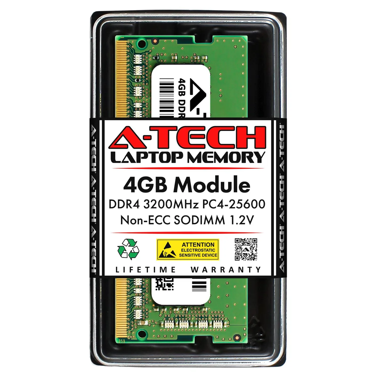 A-Tech A-Tech 4GB DDR4 3200MHz SODIMM CL22 1.2V 260-Pin Laptop RAM — 商品写真