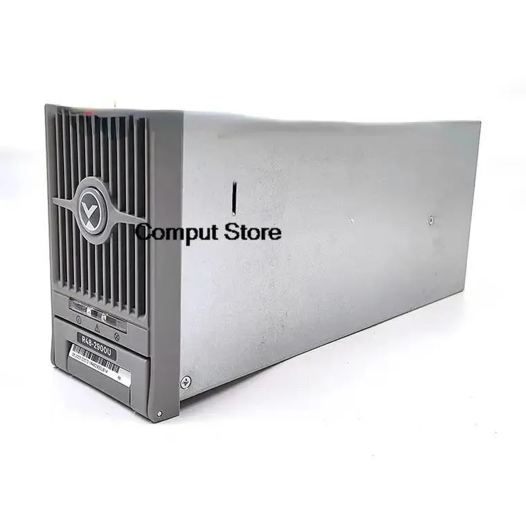 Rectangular silver metal power module with front handle and ventilation slots