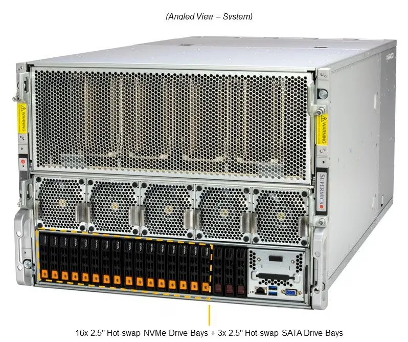 Supermicro Supermicro SYS-821GE-TNHR-G1 8U rack server, dual Xeon 8570 56-core, 3TB DDR5, 2x 960GB NVMe, 8x H200 GPU — fotografia produktu