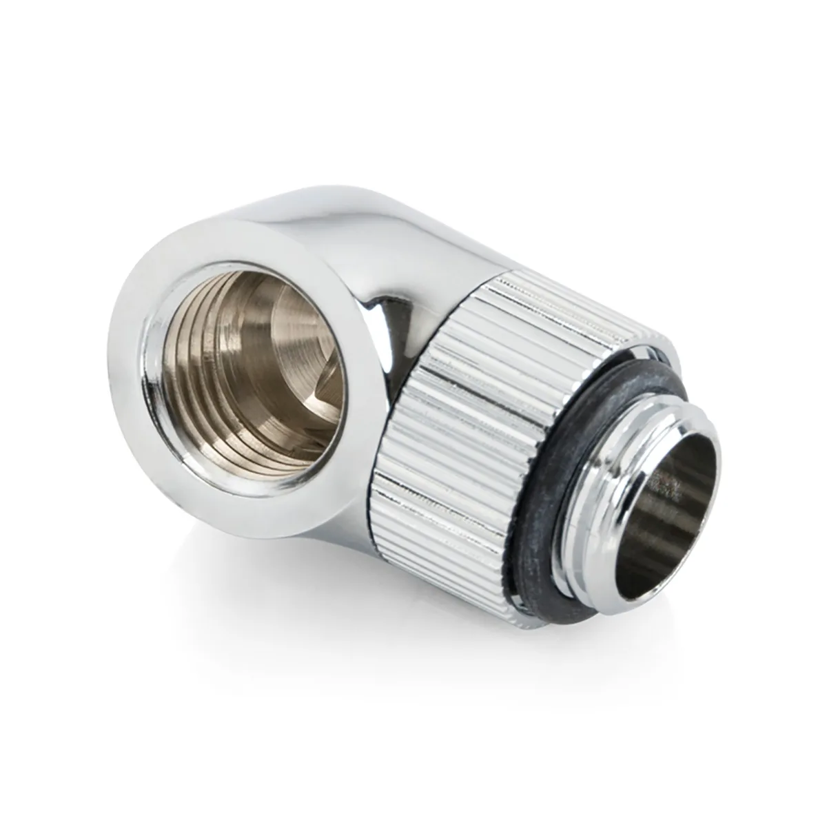 Two silver 90-degree rotary extender fittings with G1/4 threads