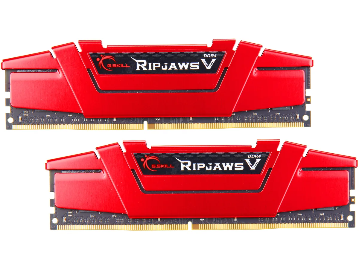 Two red aluminium heatspreader DDR4 modules side by side
