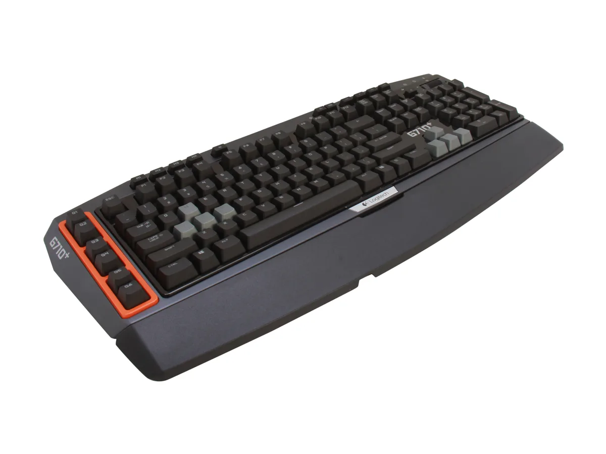 Black mechanical gaming keyboard with detachable palm rest and backlit keys