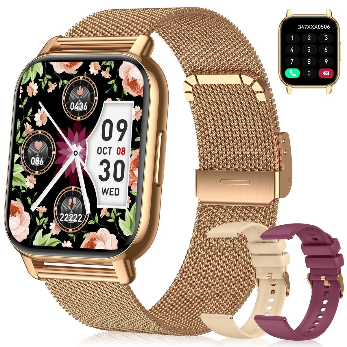  TitanSync P66 Smart Watch Gold 1.85" 112+ Sports Modes 3 Bands — fotografie produktu