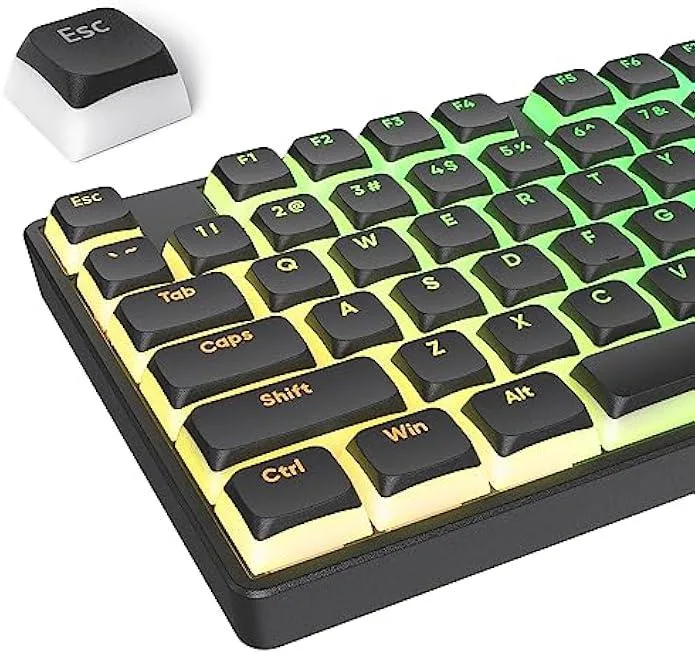 Black pudding-style double-shot PBT keycaps in XDA profile, 117-piece set with translucent lower layer