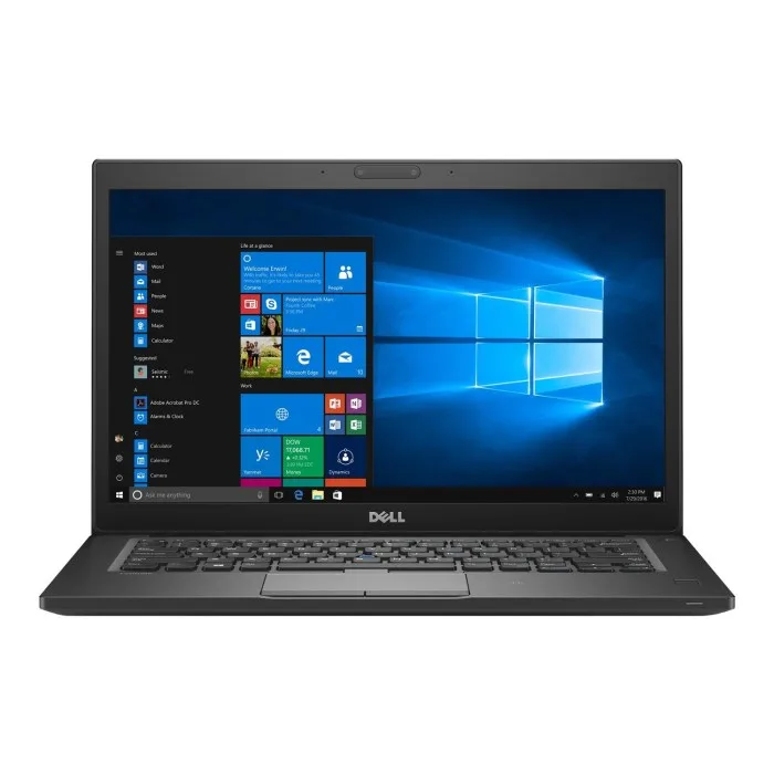 Black Dell Latitude 7480 14 inch laptop, matte anti-glare screen, webcam above display, backlit keyboard, compact business form factor